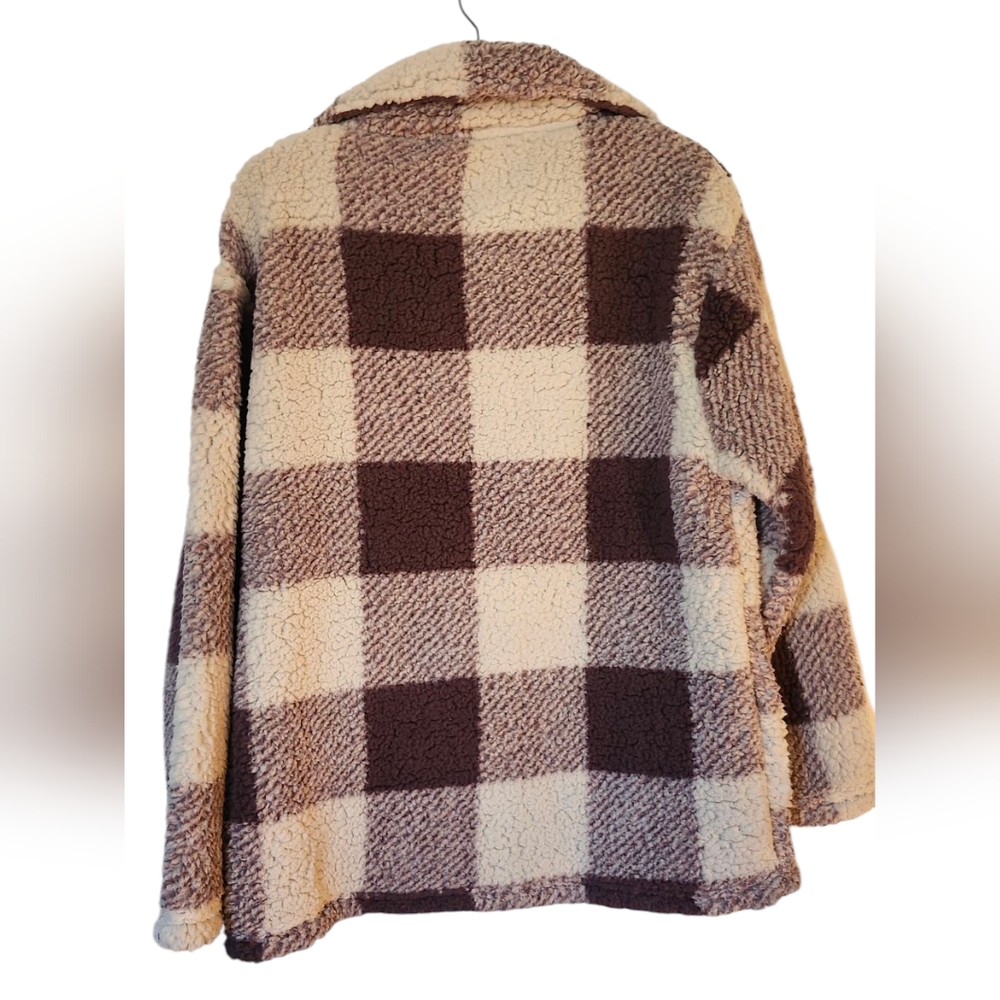 NWT Stillwater Supply Co Purple And Cream Checkered Plaid Sherpa Jacket, Large - Picture 2 of 4